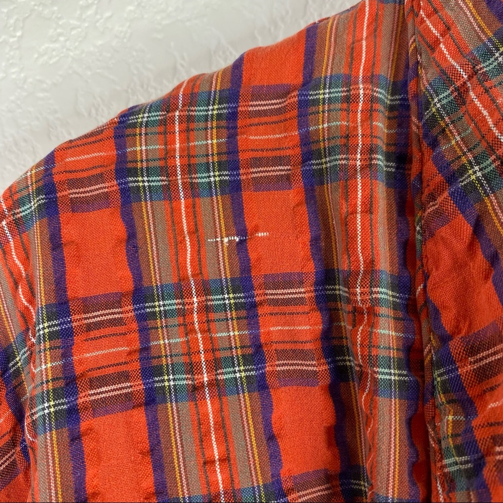 Vintage Christian Dior Red Green and Blue Plaid Robe - Picture 4 of 10
